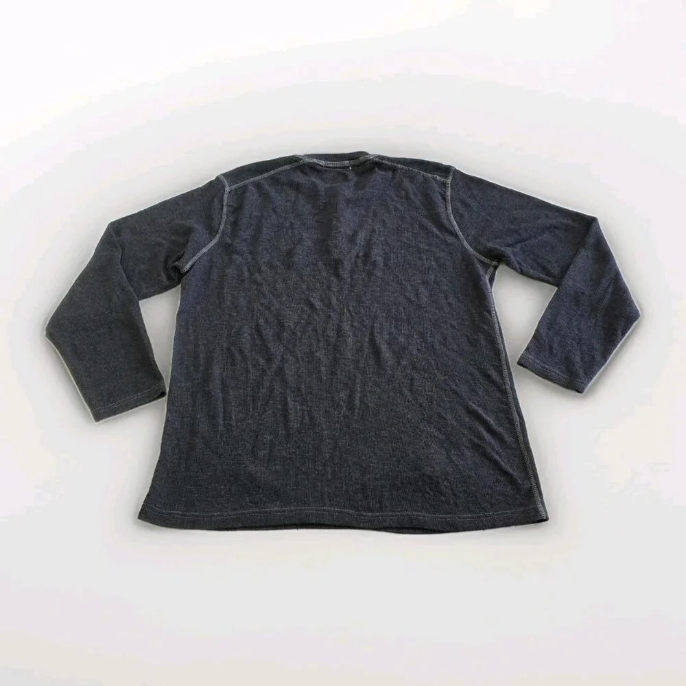 Michael Brandon Henley Men L Gray Cotton Blend Texture LS Casual Cottage Classic